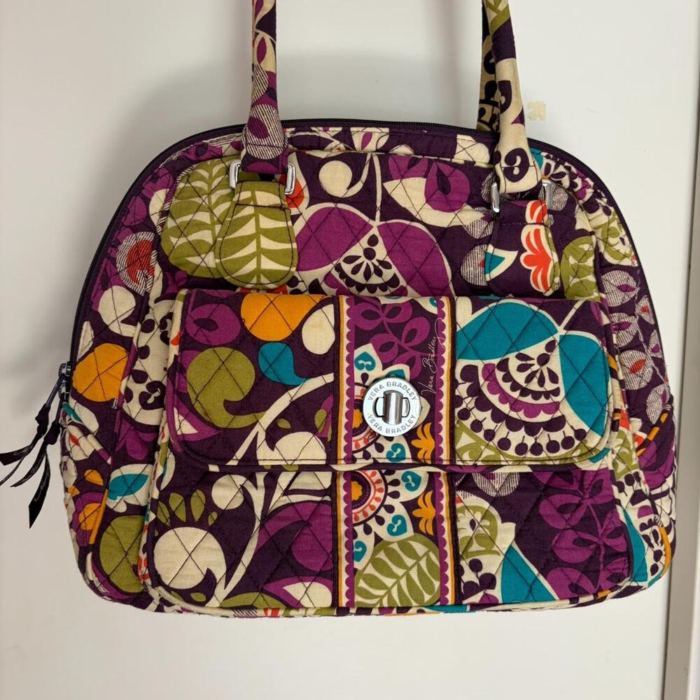 RETIRED VERA BRADLEY "PLUM CRAZY" TURNLOCK SATCHEL